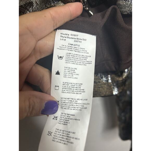 Joseph Ribkoff Jacket Top Zip Up Brown Silver Metallic Long Sleeve Size 10 - Picture 5 of 9